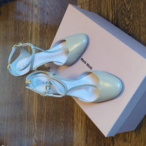 Miu Miu nude ankle strap pump